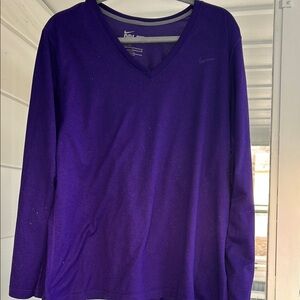 Nike Purple Long Sleeve V-Neck Shirt